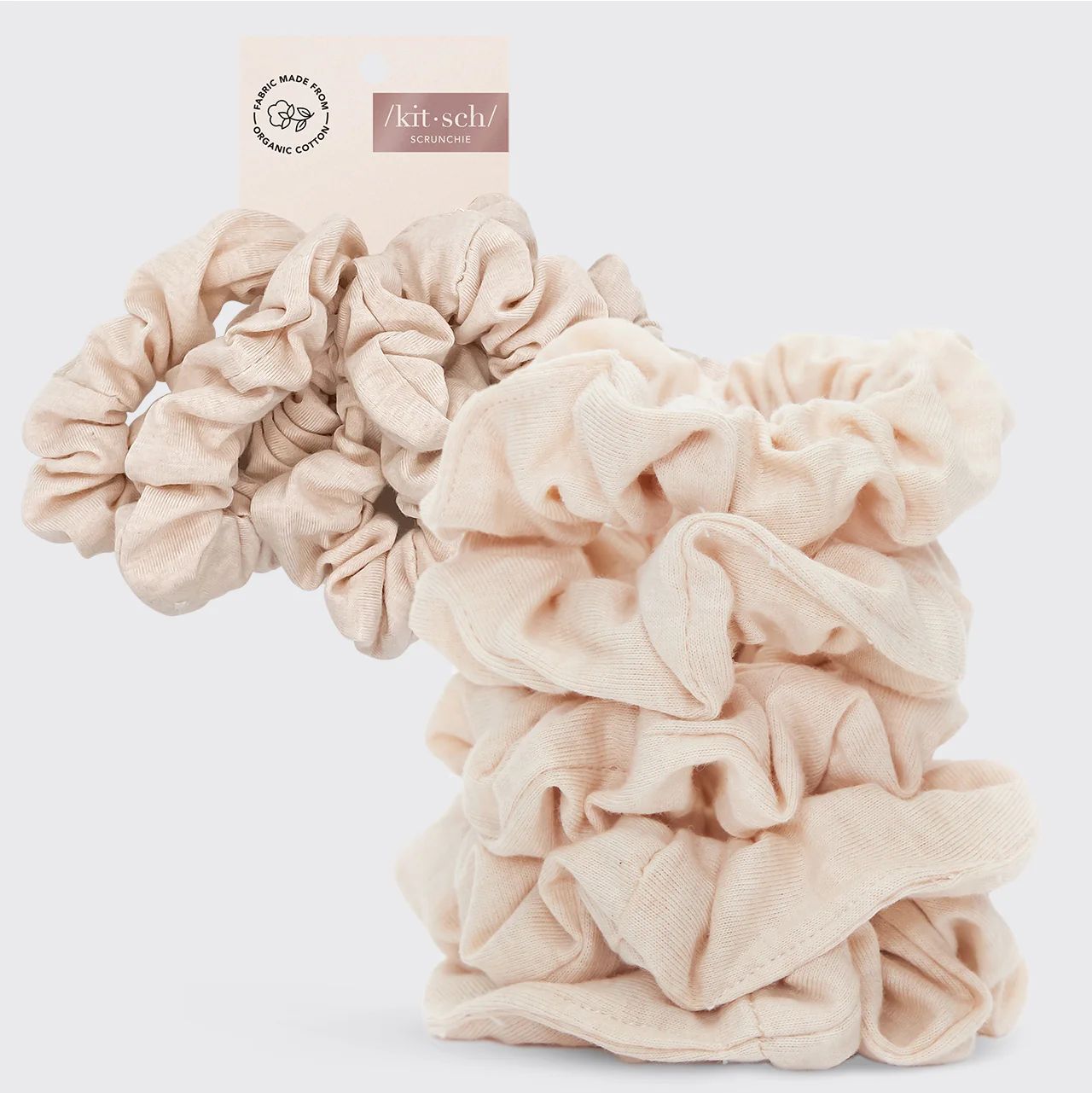 Organic Cotton Knit Scrunchies 5pc - Cream | Kitsch