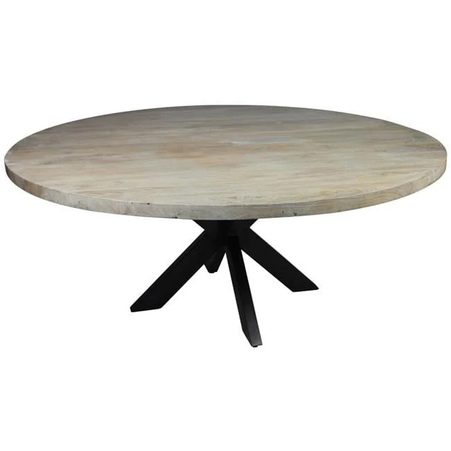 72 in. Solid Wood & Iron Round Dining Table, Gray, Beige & Black | Walmart (US)