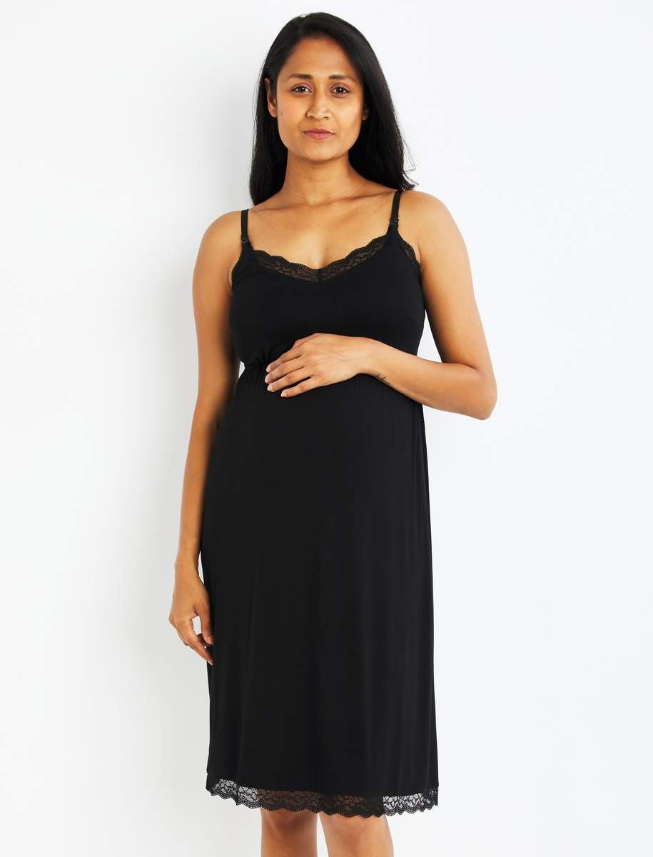 Lace Trim Clipdown Nursing Nightgown | A Pea In The Pod