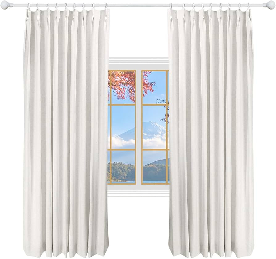 DotheDrape 52 W x 90 L inch Pinch Pleat Darkening Drapes Faux Linen Curtains with Lining Drapery ... | Amazon (US)