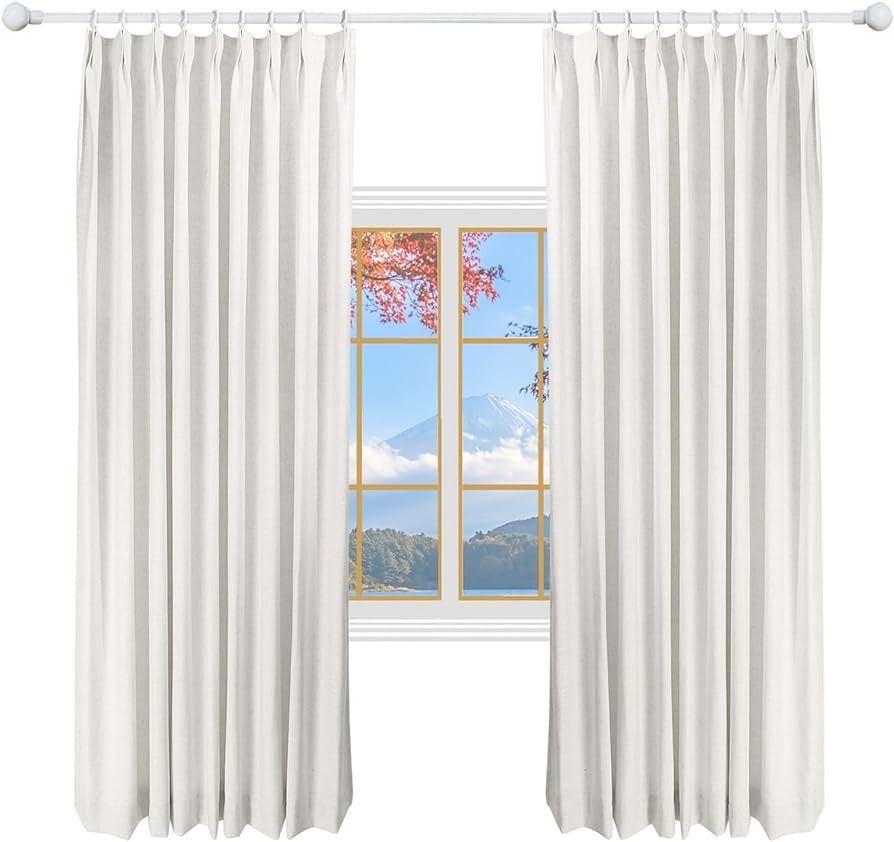 DotheDrape 52 W x 96 L inch Pinch Pleat Darkening Drapes Faux Linen Curtains with Lining Drapery ... | Amazon (US)