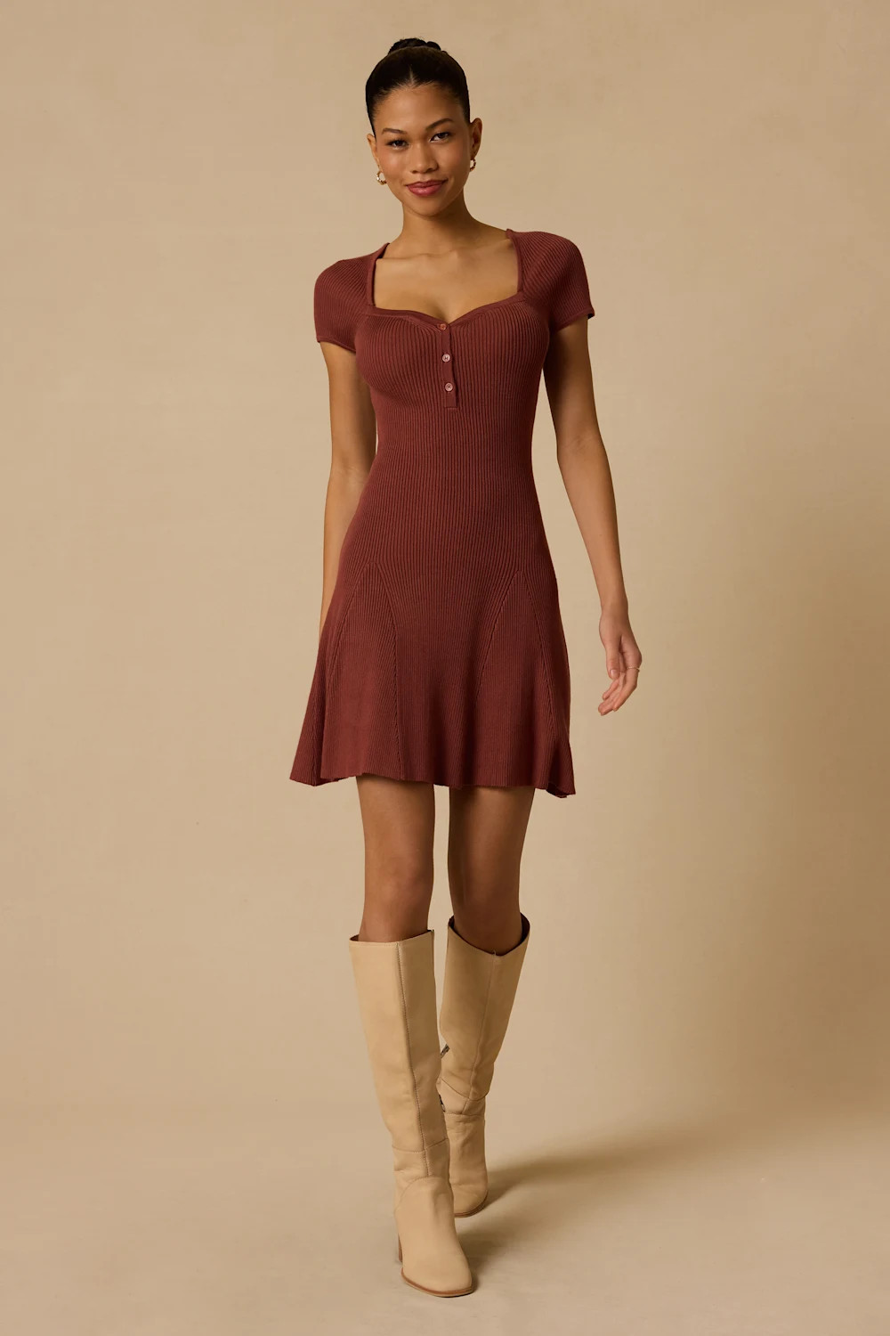 Wynwood Rusty Rose Ribbed Mini Dress | Lulus