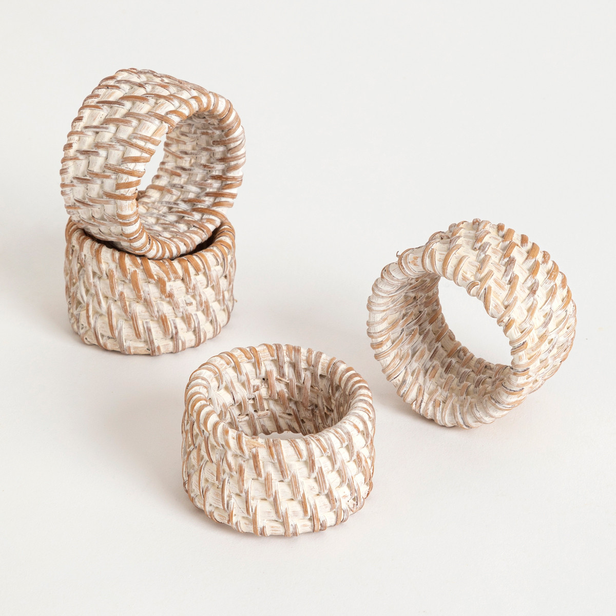 Grove Whitewash Napkin Ring Set of 4 [MUSLCAPCOS22C] | Pillow Talk AU