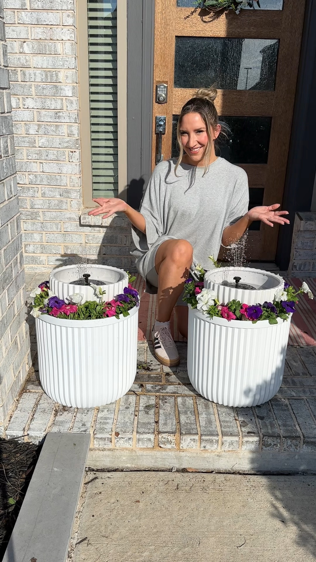 DIY floral water fountains. I used 2-3 bags of soil with recycling items underneath. And i used about 9-10 flowers for each planter! 

Spring flowers, water fountain, front porch, spring backyard, spring porch

#LTKhome #LTKSeasonal