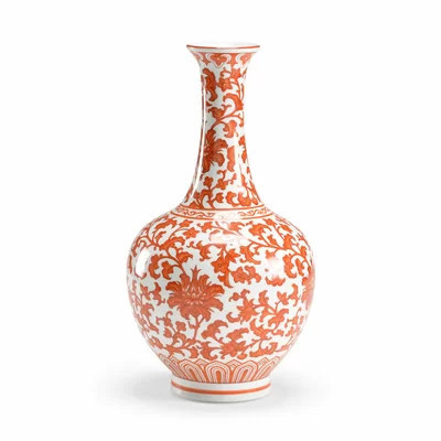 Orange/White 14.5" Porcelain Table Vase | Wayfair North America