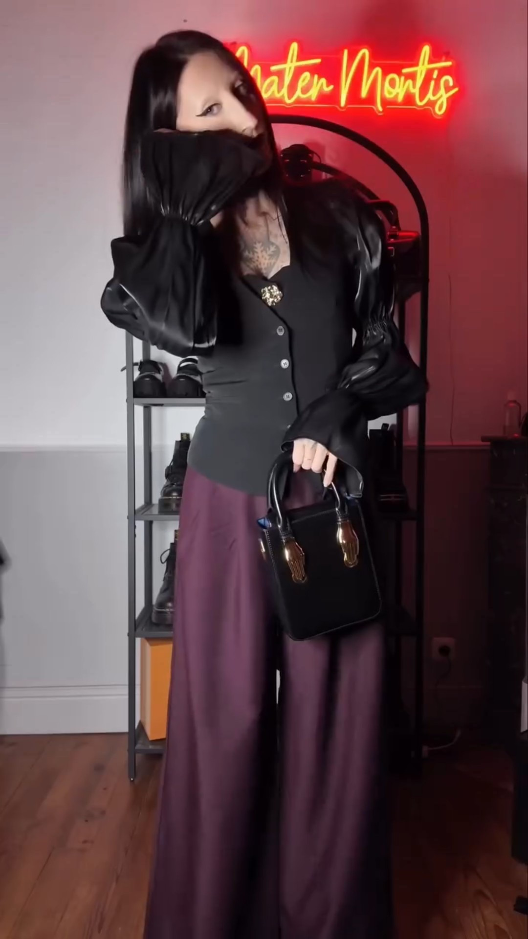 My passion for burgundy will never end 🥹 paired with my current favourite top (those sleeves, oh my god... those sleeves), miista, which I wear again and again, and  this wonderful bag. I love that feeling of looking and feeling incredible in an outfit. 🖤

Soft goth, elegant goth , dark aesthetic, corporate goth, alt

#LTKeurope #LTKfrance