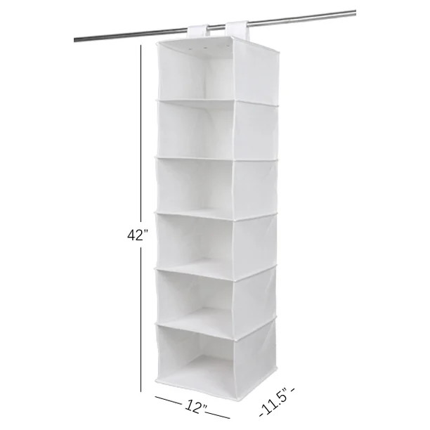 Mainstays 6 Shelf Non Woven Hanging Closet Organizer, Arctic White | Walmart (US)
