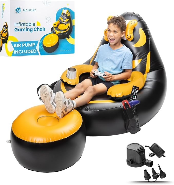 Inflatable Gaming Chair for Kids – Supports Up to 300 lbs, Includes Air Pump, Cup Holder, 2 Poc... | Amazon (US)