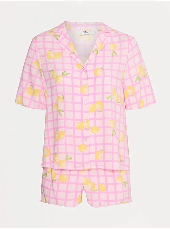 Pink Lemon Checked Short Pyjamas | George