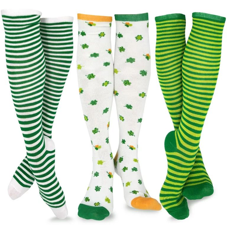 TeeHee Women's St. Patrick's Day Cotton Knee High Socks 3-Pack (Shamrock) | Walmart (US)