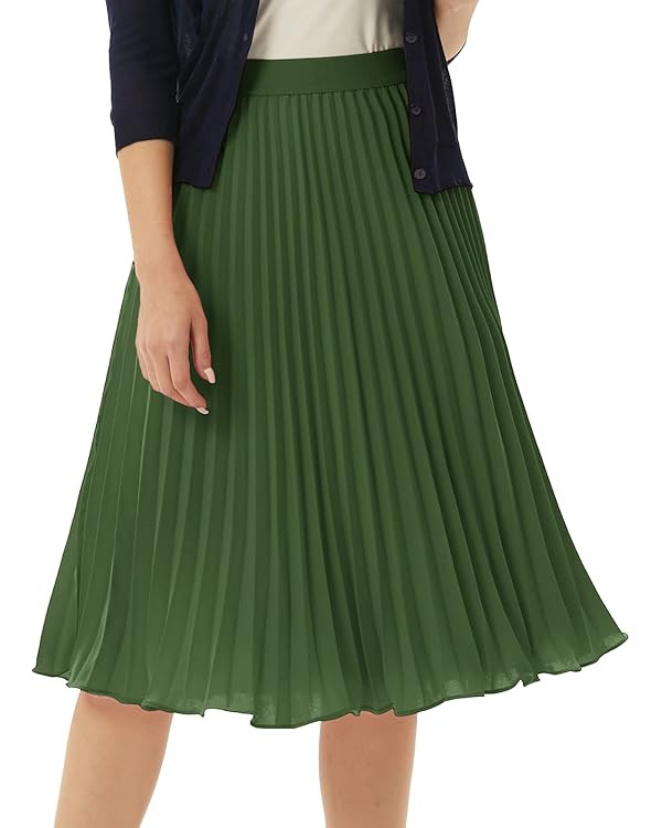 GRACE KARIN Women High Elastic Waist Pleated Chiffon Skirt Midi Swing A-line Skirts | Amazon (US)
