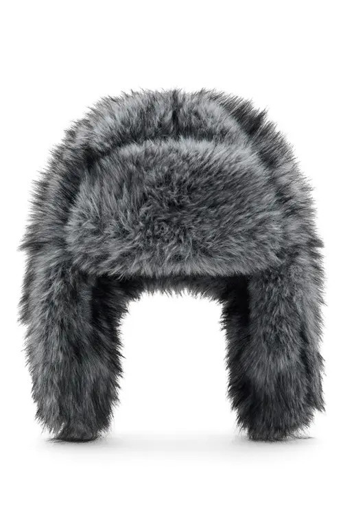 MANGO Faux Fur Trapper Hat in Grey at Nordstrom | Nordstrom