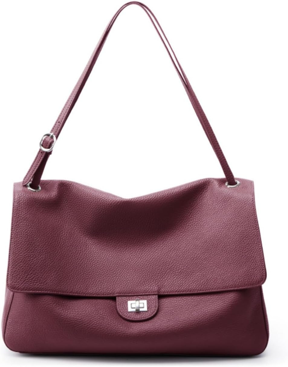 Women's Genuine Leather Shoulder Bag, Top Handle Purse with Soft Microfiber Lining, Minimalist Everyday Handbag, No Logo | Amazon (US)