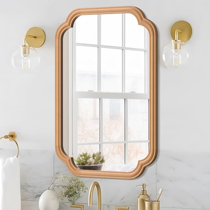 Wood Mirrors for Bathroom, 20" x 30" Rectangular Wall Mirror for Bathroom Vanity with Wooden Fram... | Amazon (US)