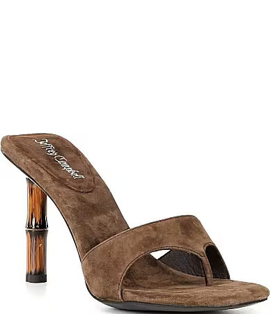 Jeffrey Campbell Linette Suede Bamboo Heel Thong Sandals - 5 | Dillard's
