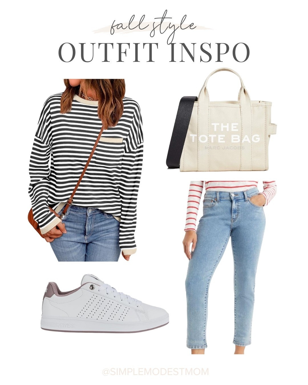 🍂 Fall Style Outfit Inspo 🍂
Simple, comfy, and chic—this look is perfect for everyday mom life! Pairing a striped knit pullover with Levi’s boyfriend jeans keeps it casual, while the Marc Jacobs small tote and K-Swiss sneakers add that polished touch. Neutral tones + a pop of rose make it feel fresh for fall.

#LTKItBag #LTKSeasonal #LTKStyleTip
