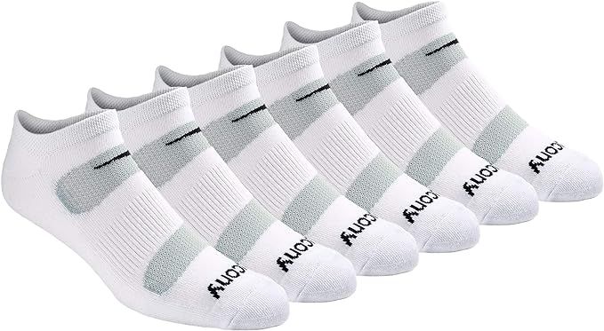 Saucony Men's Multi-Pack Mesh Ventilating Comfort Fit Performance No-Show Socks, White (6 Pairs),... | Amazon (US)