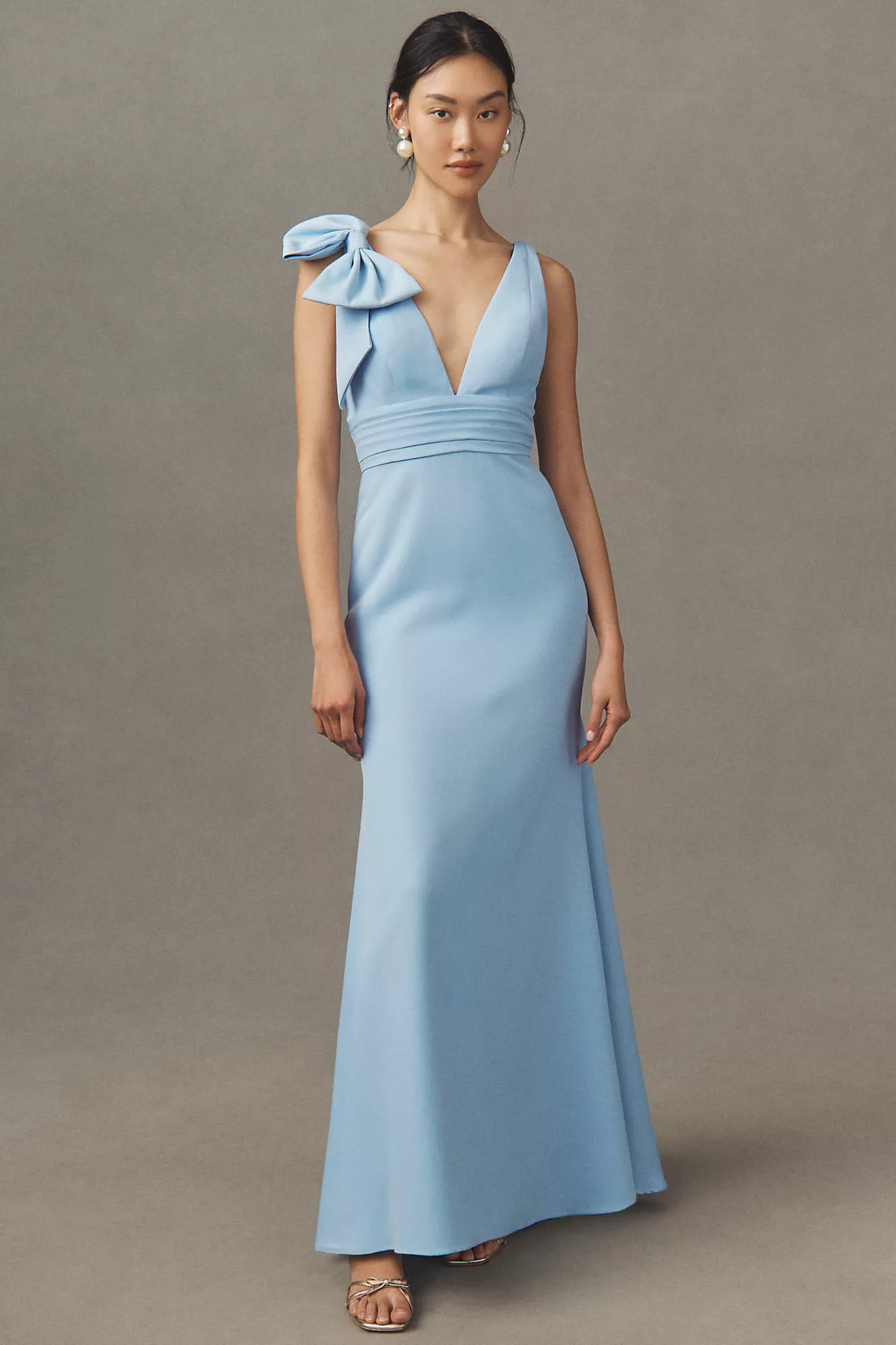 Mac Duggal Sleeveless V-Neck Bow Detail Mermaid Gown | Anthropologie (US)