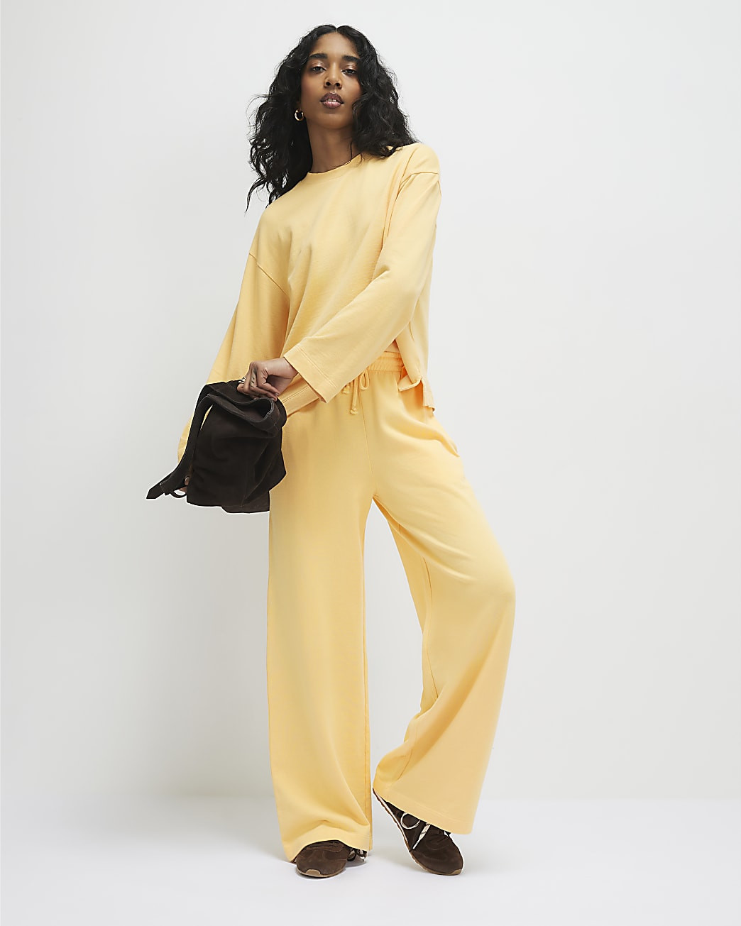 Orange Drawstring Wide Leg Joggers | River Island UK & IE