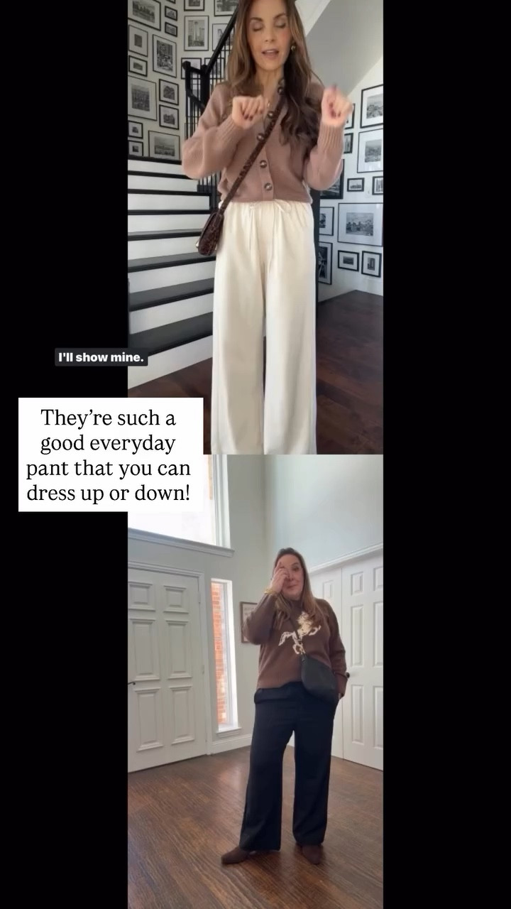 Twinning in our $35 @target pants! 
My sweater is 50% off and Kristy’s is out of stock in that pattern but linked the same sweater in a solid color and it’s on sale! 

#LTKMidsize #LTKSaleAlert #LTKgrwm