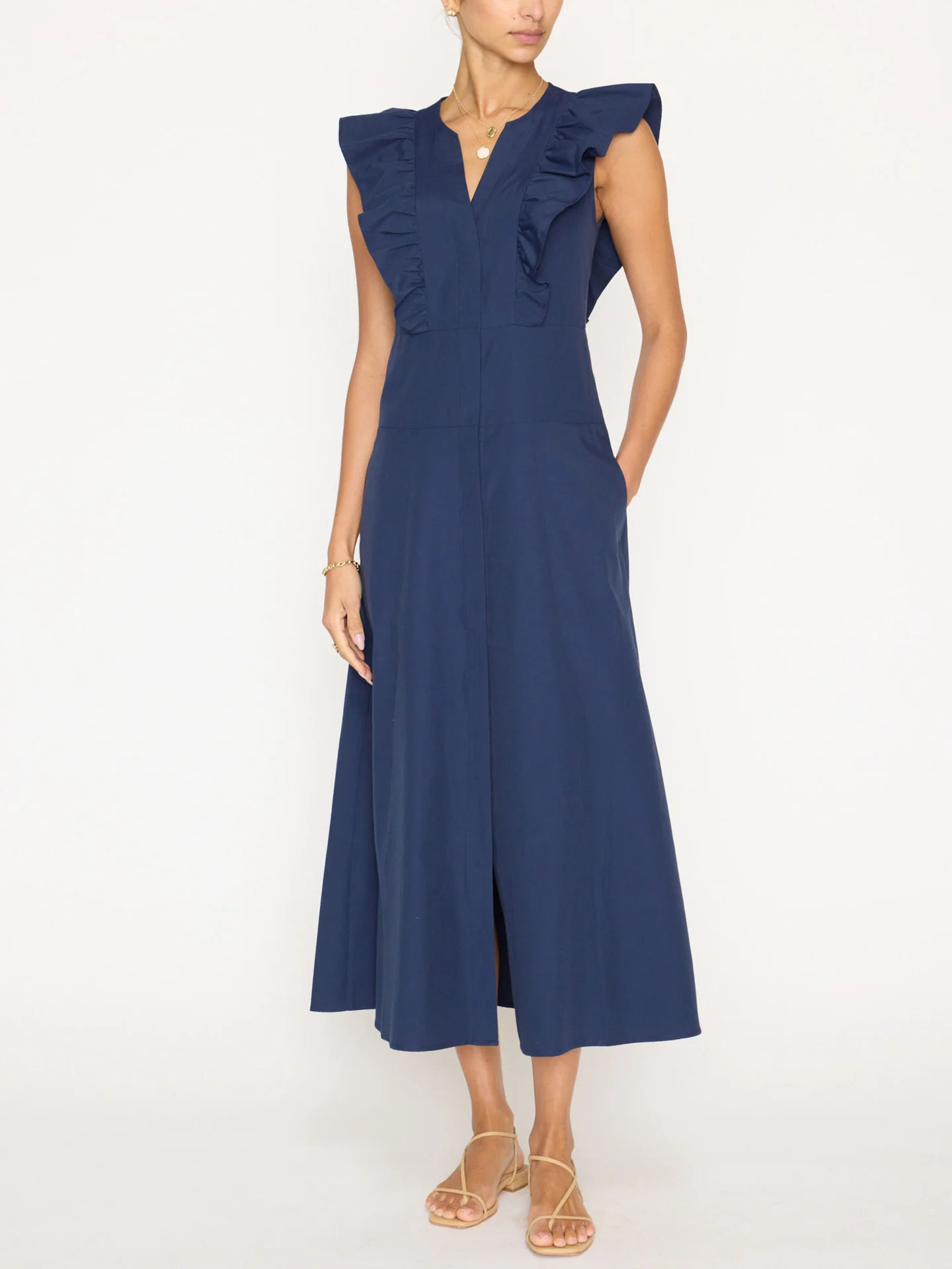 Women's Aurora Ruffle Dress in Navy | Brochu Walker | Brochu Walker