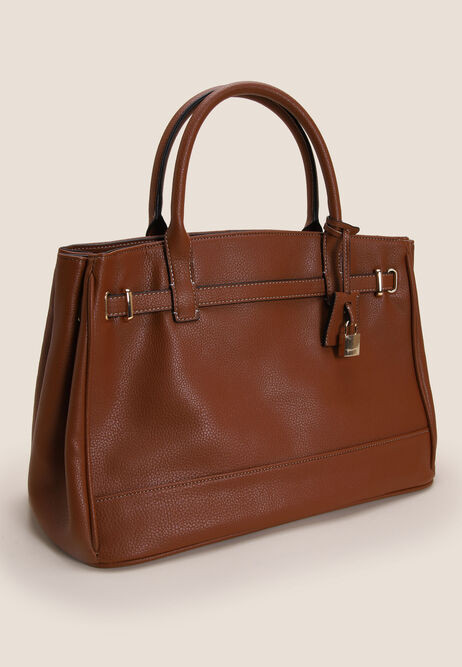 Womens Tan Padlock Small Tote Bag | Peacocks