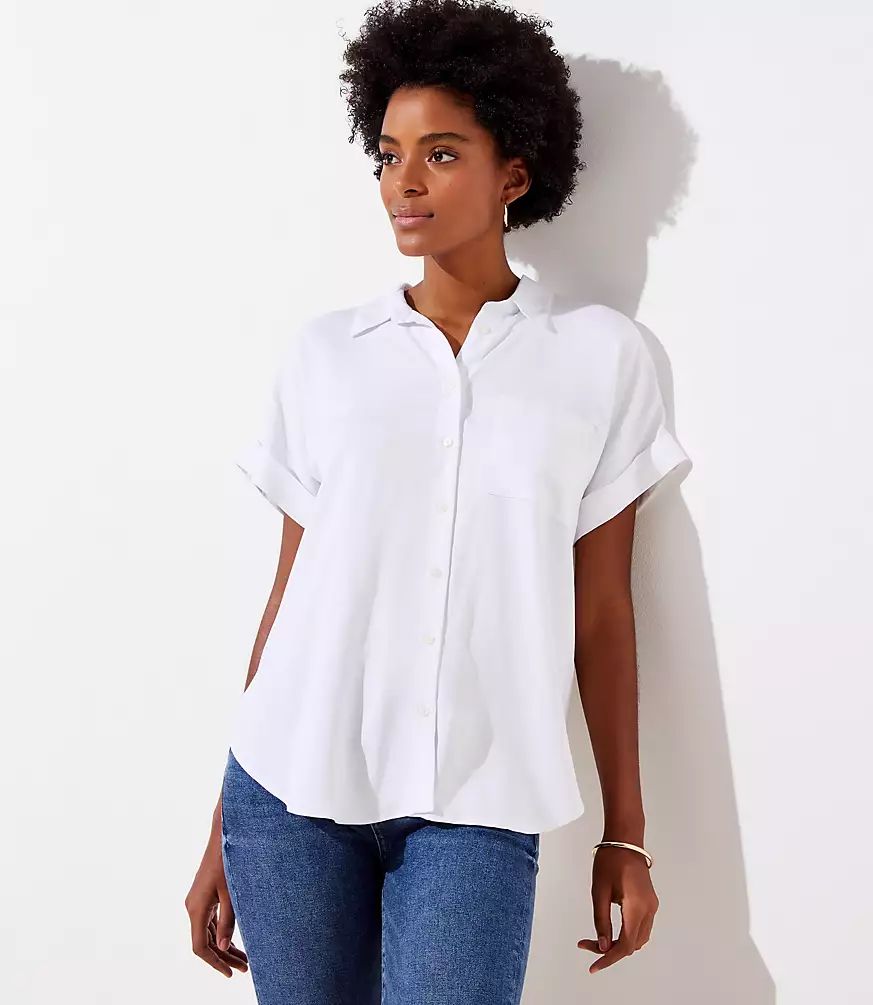 Short Sleeve Tunic Blouse | LOFT