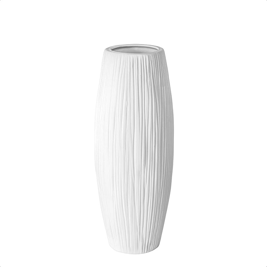 D'vine Dev 8 Inch White Ceramic Flower Vase, Waterfall Textured Vase for Home Decor, VS-WF-8 | Amazon (US)