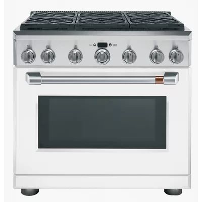 Professional 36" 6.2 cu ft. Slide-in Gas Range Café™ Finish: Matte White - Brushed Stainless | Wayfair North America