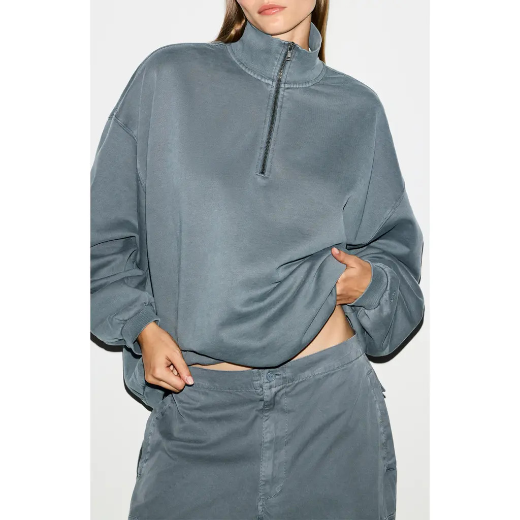 SKIMS Slouchy Half Zip Pullover in Zircon at Nordstrom, Size Large | Nordstrom