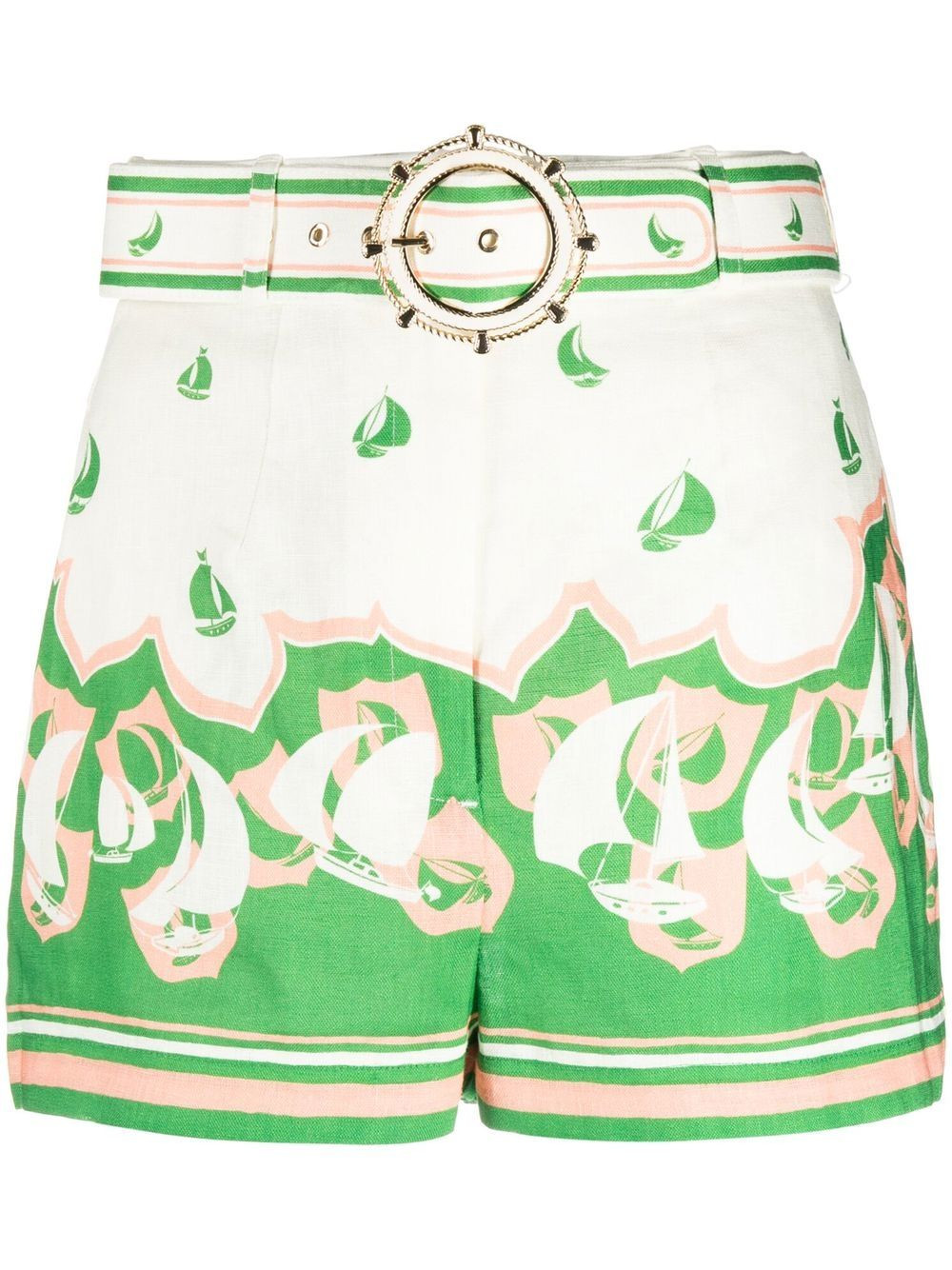 High Tide Sailboat-print belted shorts | Farfetch Global