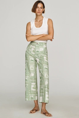 The Colette Printed Linen Blend Crop Wide-Leg Pants by Maeve | Anthropologie (US)
