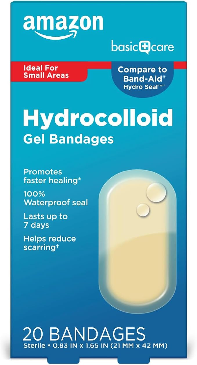 Amazon Basic Care Advanced Fast Healing Hydrocolloid Gel Bandages, 0.83 x 1.65 inches Adhesive Pa... | Amazon (US)