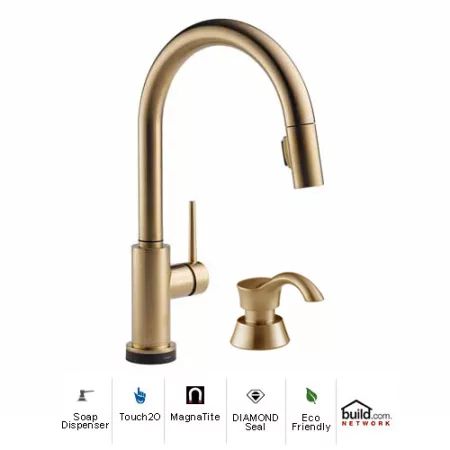Delta Trinsic Pull-Down Kitchen Faucet with On/Off Touch Activation, Magnetic Docking Spray Head,... | Build.com, Inc.