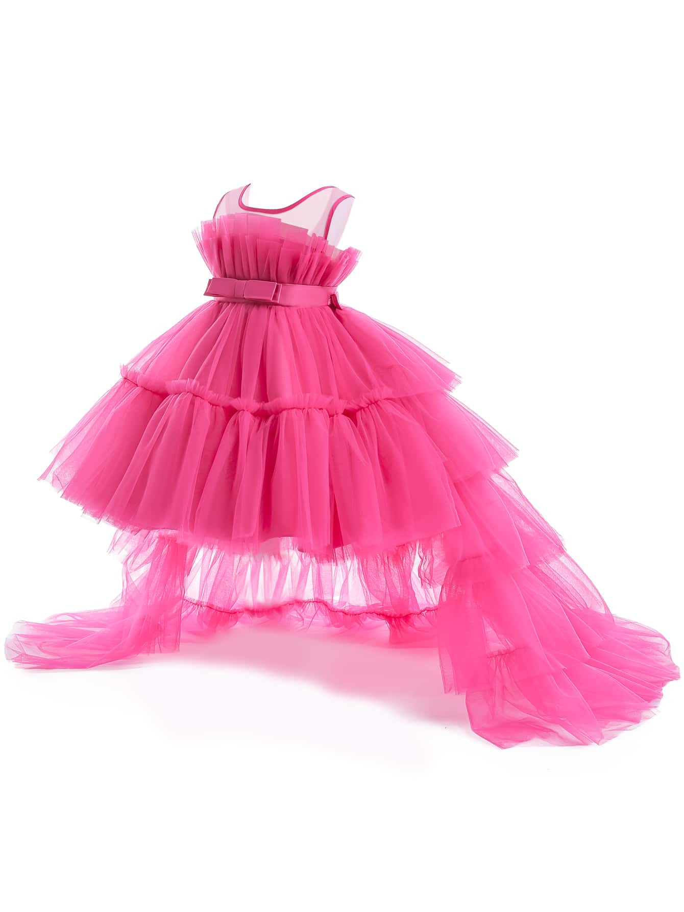 Toddler Girls' Princess Elegant Dress With Detachable Train And Puffy Tulle Skirt For Stage Show,... | SHEIN