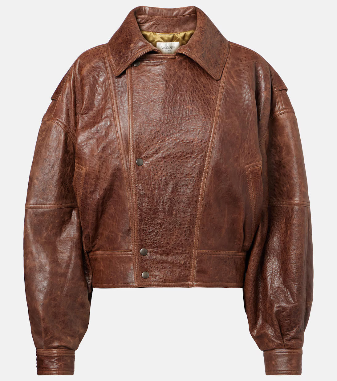 Double-breasted leather bomber jacket | Mytheresa (US/CA)