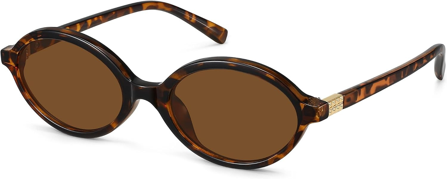 Retro Oval Sunglasses for Women Trendy Small Vintage Round Sun Glasses UV Protection | Amazon (US)