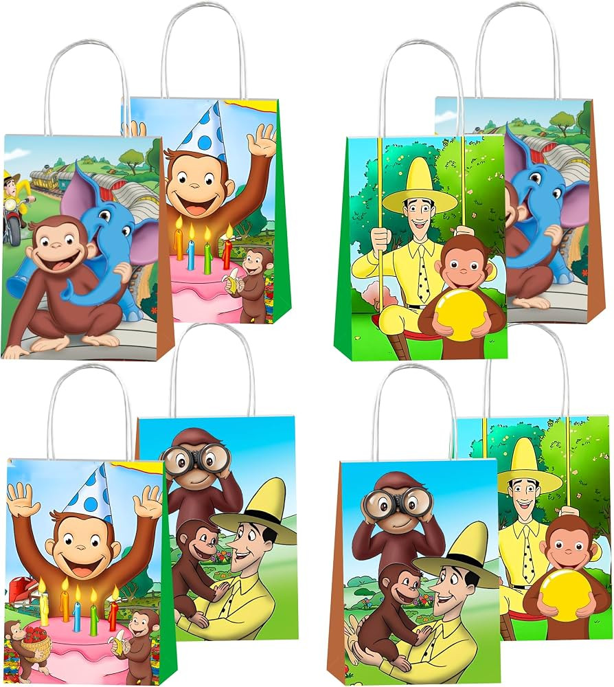 WPVTRA 12pcs Cartoon For George of Curious Party Gift Bags with Handles,Cartoon Birthday Party Su... | Amazon (US)