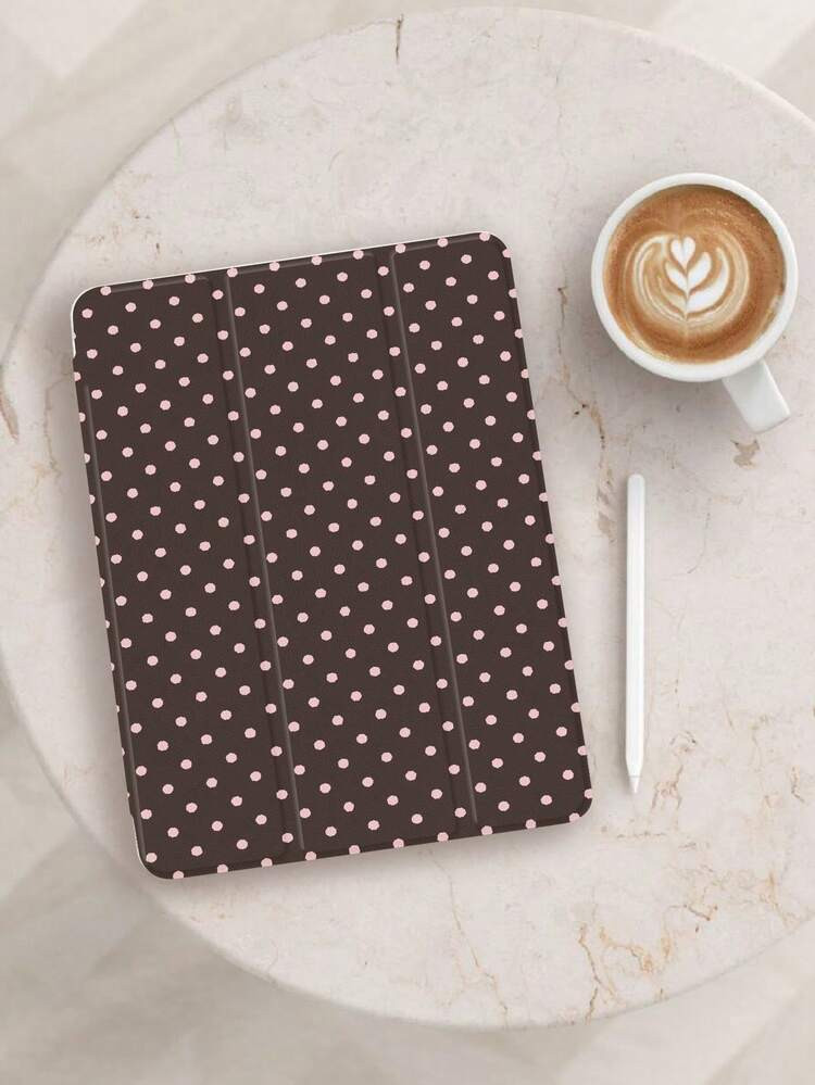 1pc Minimalist Brown Polka Dot Print Tablet Protective Case, Compatible With Apple IPad 10.2" / I... | SHEIN