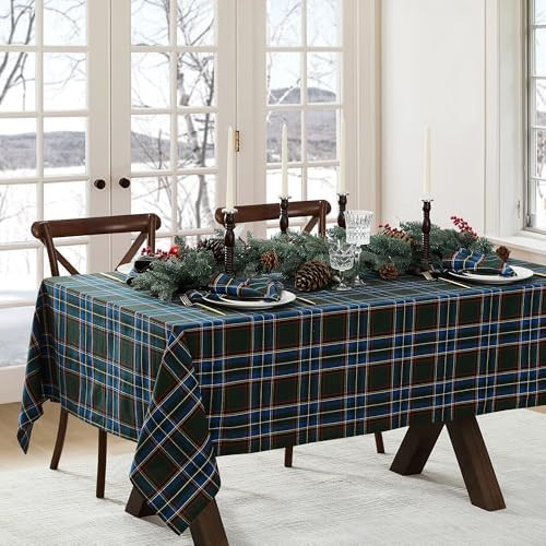 Elrene Home Fashions Stowe Tartan Holiday Plaid Christmas/Winter Cotton Rectangle Tablecloth, 60"... | Amazon (US)