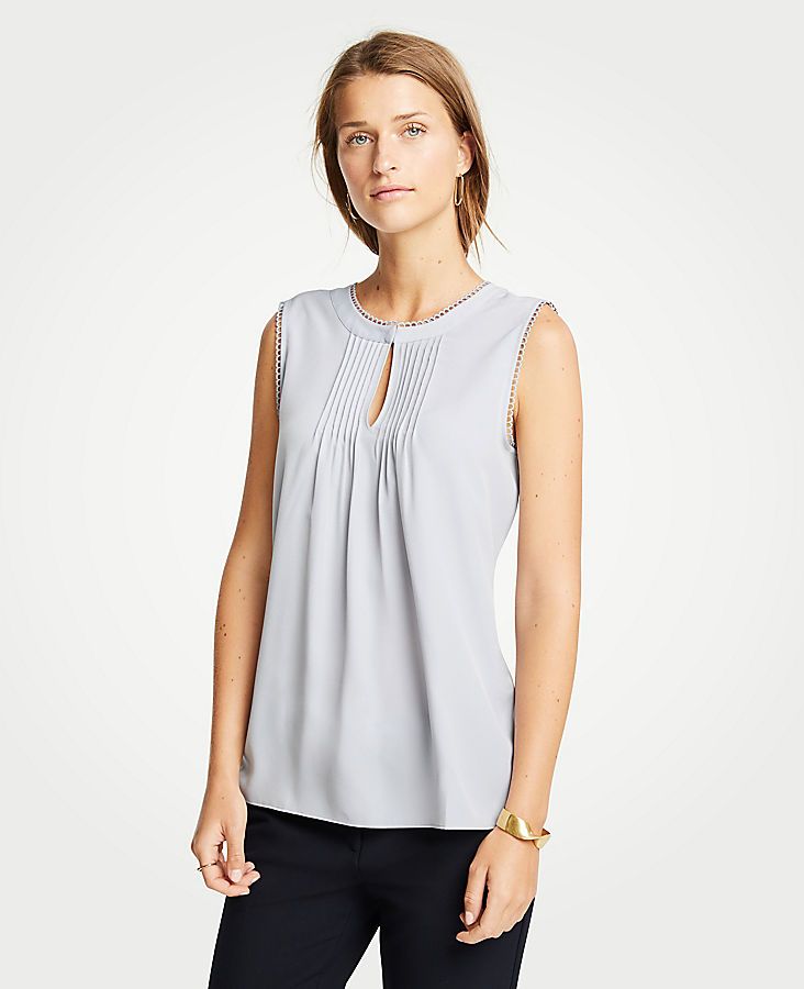 Scalloped Pintucked Shell | Ann Taylor (US)