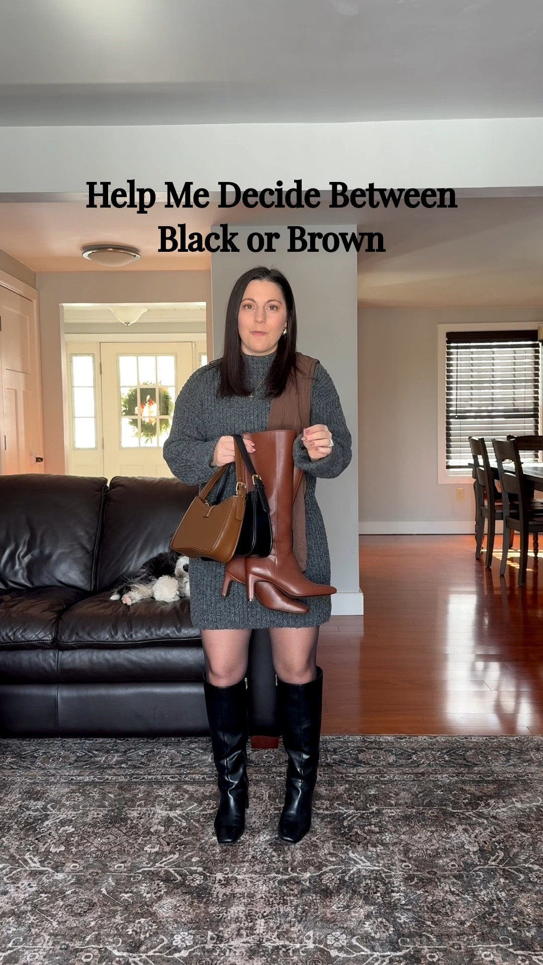 Size xs sweater dress, boots are tts, I sized up a half size for thicker socks.

Date night outfit, winter dress, cozy outfits, petite outfits, neutral outfits, mockneck dress, knee high boots, cross necklace, Valentine’s Day outfit 

#LTKSeasonal #LTKPetite #LTKValentine