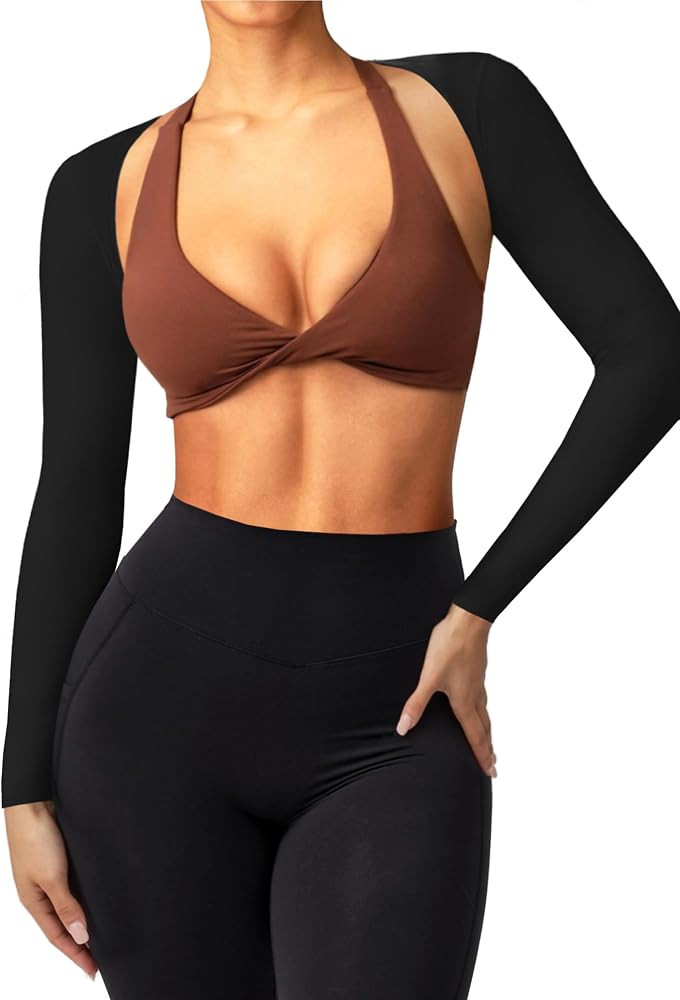 Coloquin Women Bolero Shrug Long Sleeve Open Front Workout Ballet Shrug Arm Sleeves | Amazon (US)