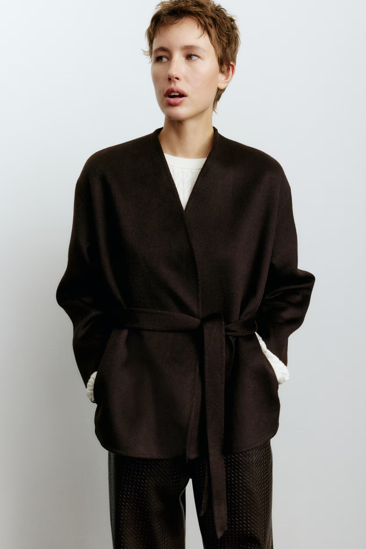 Handmade wool-blend coat - Dark brown - Ladies | H&M GB | H&M (UK, MY, IN, SG, PH, TW, HK)