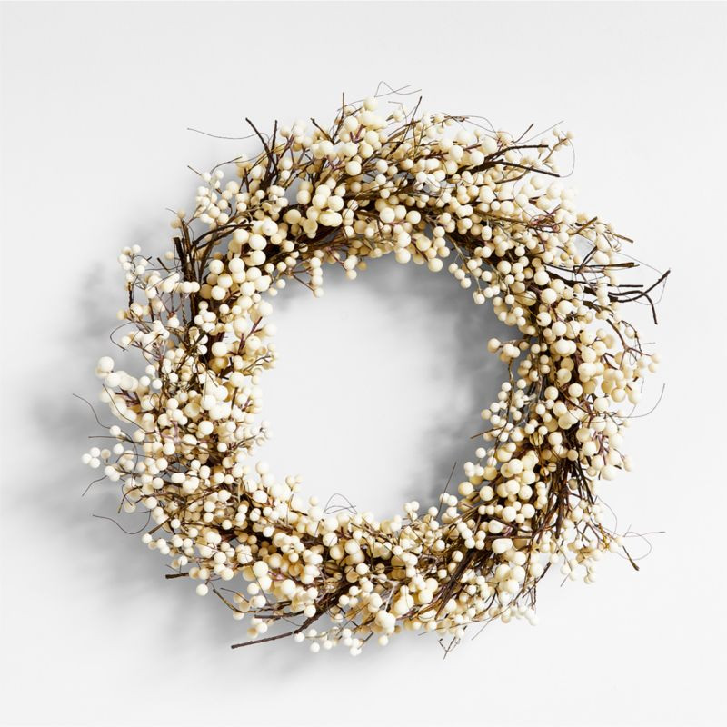 Faux White Ilex Berry Wreath 30" + Reviews | Crate & Barrel | Crate & Barrel