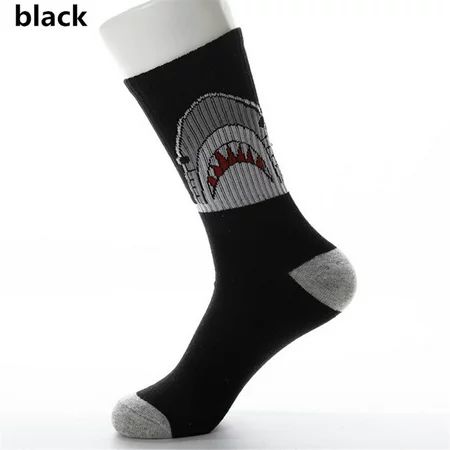 Men Women Black White Sport Socks Cartoon Long Socks Shark Socks Streetwear Hip Hop BLACK | Walmart (US)