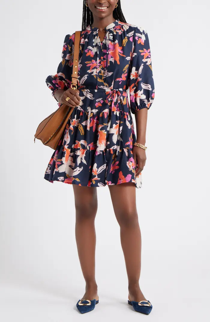 Caslon® Tie Neck Tiered Dress | Nordstrom | Nordstrom