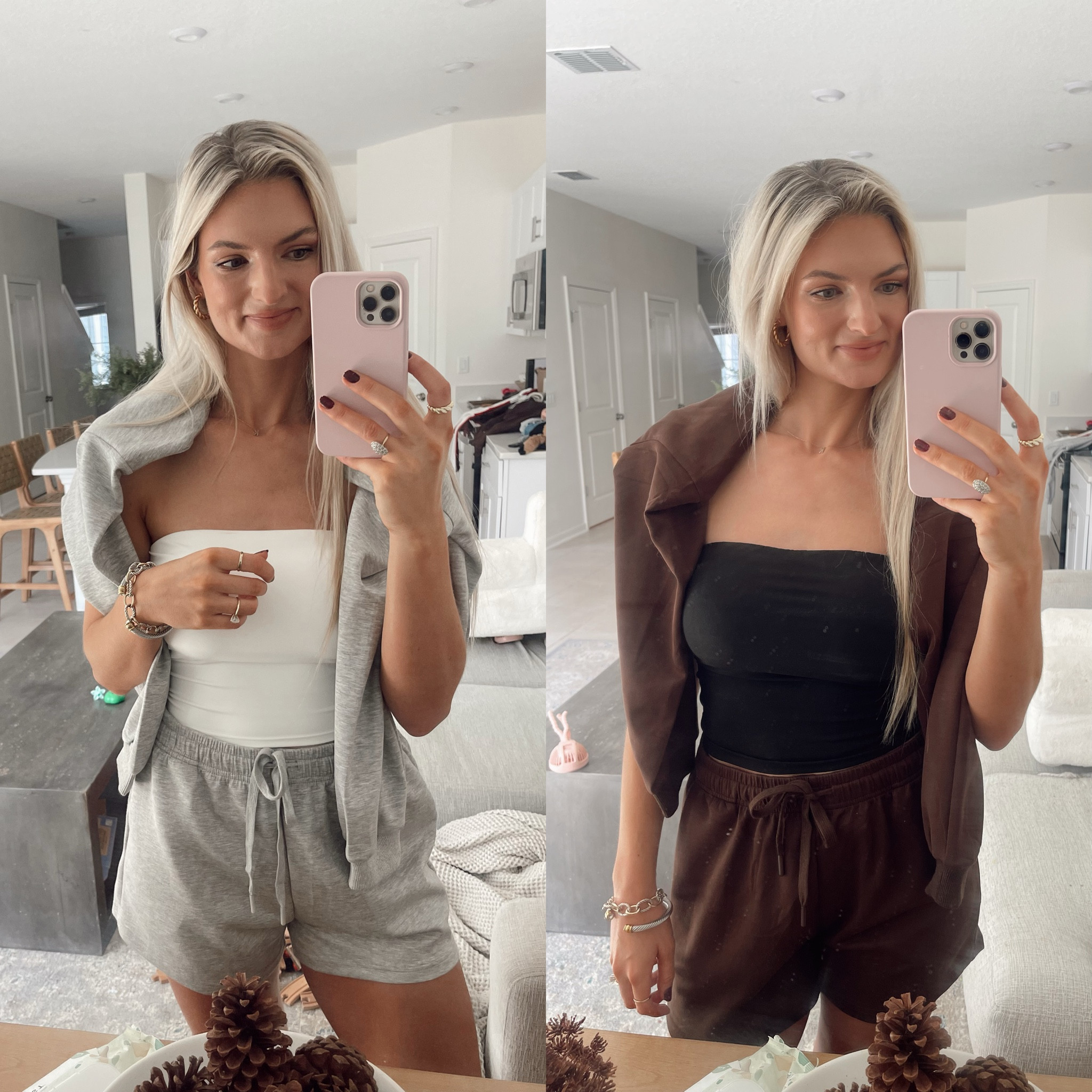 Two piece sweatshirt sets from Amazon. I sized up to a large for a roomier fit. The shorts have an adjustable waist band. Both the shirt and shorts have pockets. These would be so cute with a flannel or jacket too! 

Tube tops- size small, I sized down. Double lined, not see-through. 

Fall outfit 2024, comfy outfit, easy outfit, travel outfit

#LTKSaleAlert #LTKStyleTip #LTKFallSale