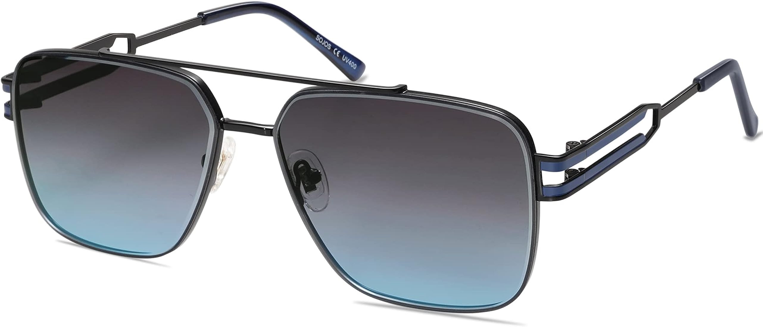 SOJOS Retro Square Metal Frame Sunglasses for Women Men, Vintage Double Bridge Flat Lens Women Me... | Amazon (US)