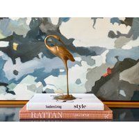 Vintage Solid Brass Crane Heron Egret // Mcm Grandmillennial | Etsy (US)